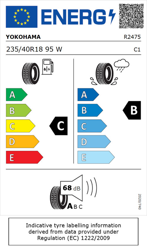 Tyre Label for Yokohama BluEarth-Es ES32 235/40R18 95W