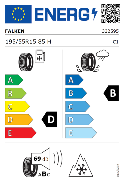 Tyre Label for Falken Euroall Season AS210 195/55R15 85H