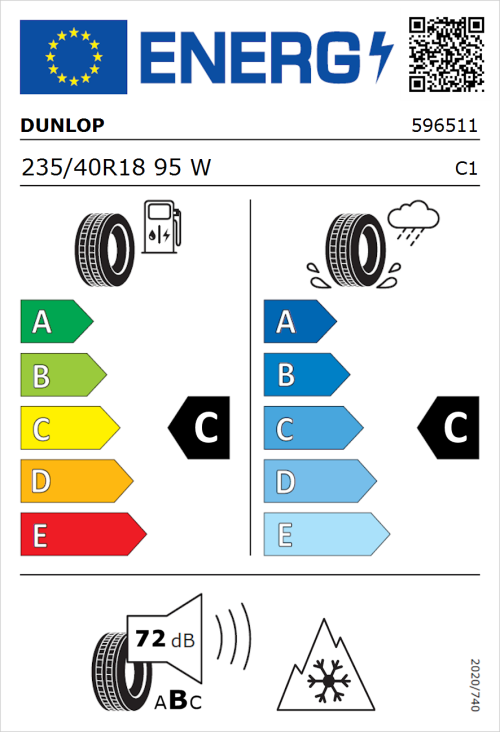 Tyre Label for Dunlop All Season 2 235/40R18 95W