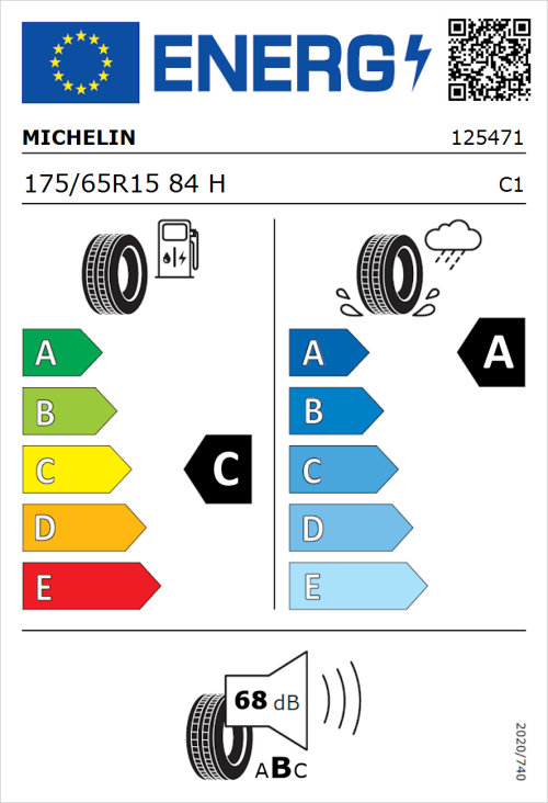 Tyre Label for Michelin Energy Saver+ 175/65R15 84H